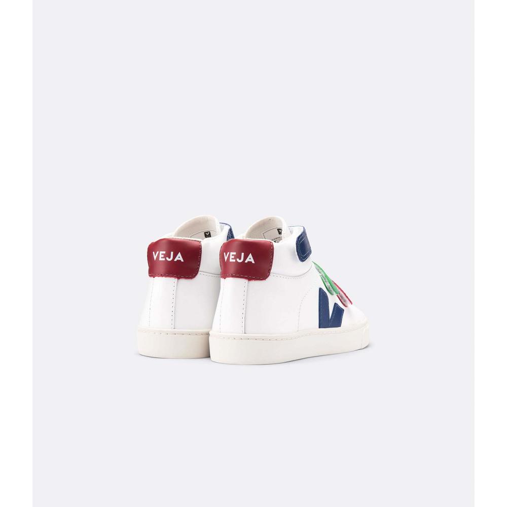 Veja ESPLAR MID LEATHER Kids' High Tops White/Red | CA 684TCE